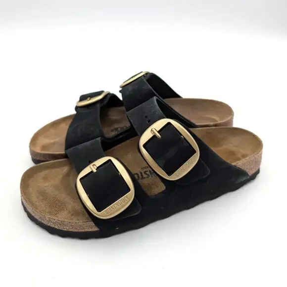 Birkenstock Arizona Big Buckle Nubuck Sandals Unisex Black Size USW6/M4 EU37 - Picture 12 of 12